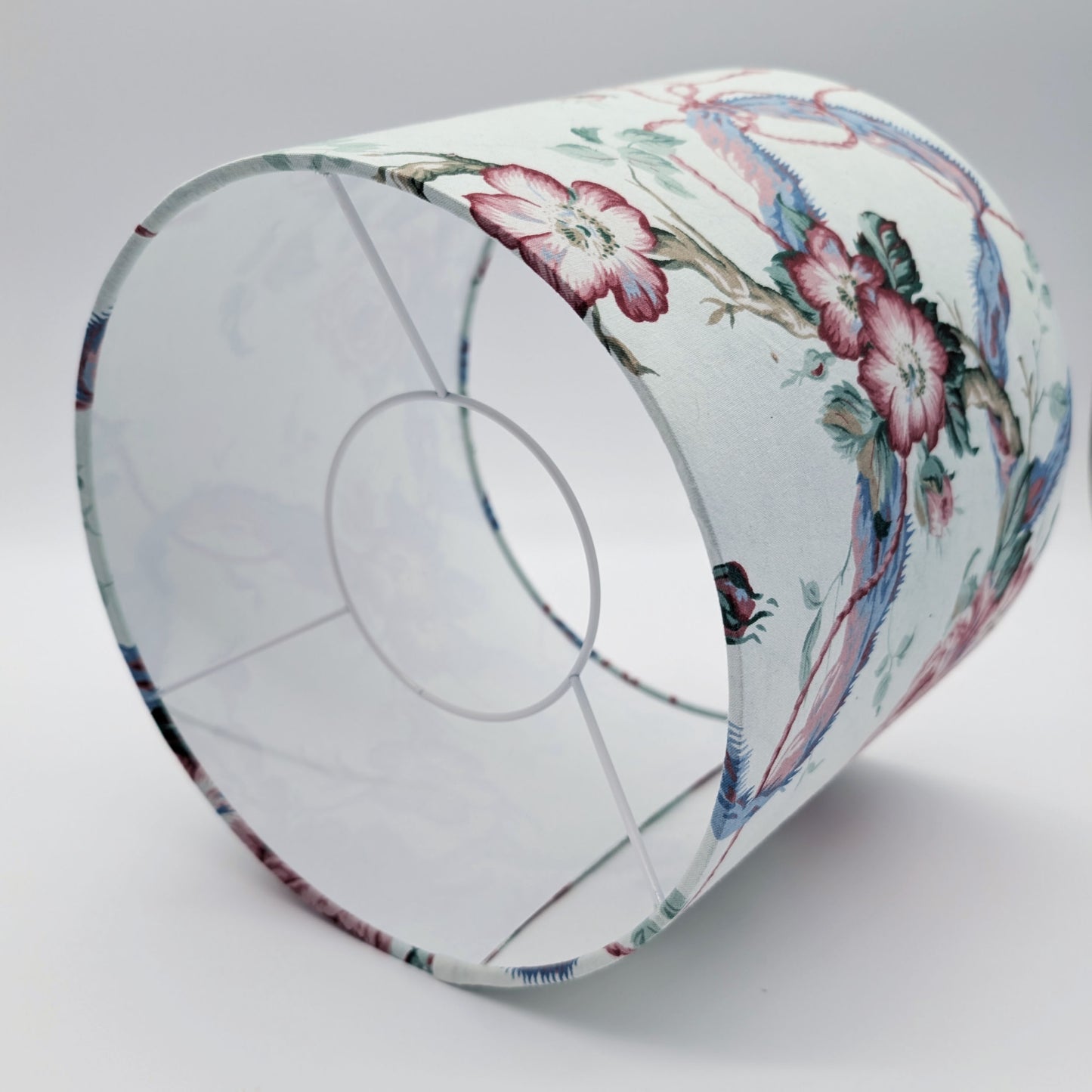 Pale green floral 30cm empire lampshade dyed with fresh indigo