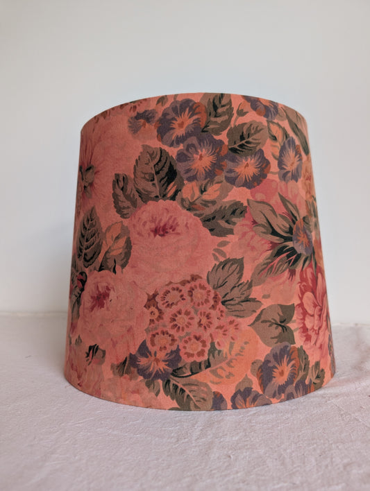 Red vintage cotton 35cm empire lampshade dyed with madder