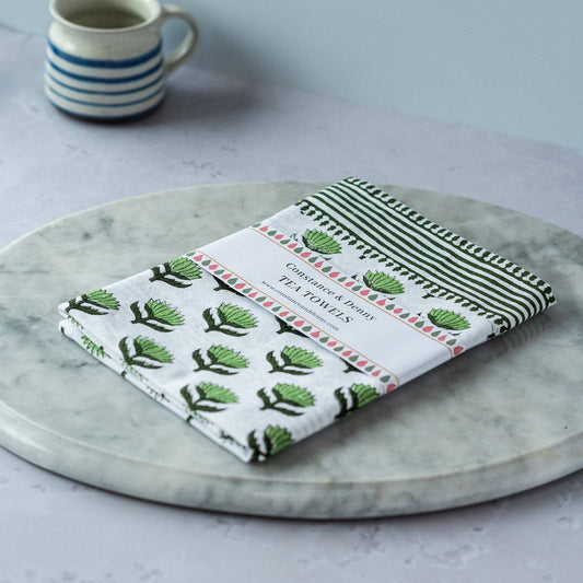 Lotus Flower Green tea towel