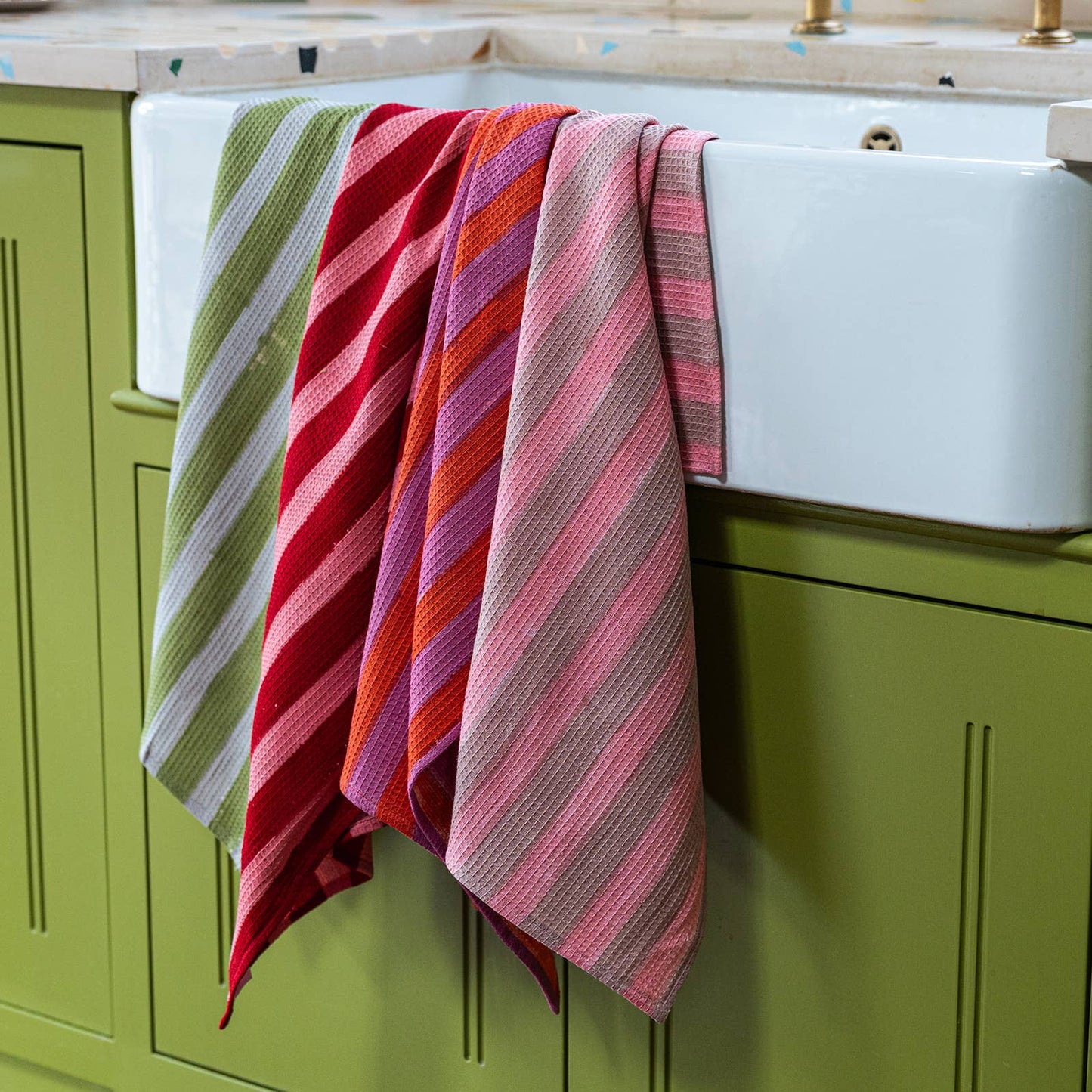 Wide Stripe Blush tea towel