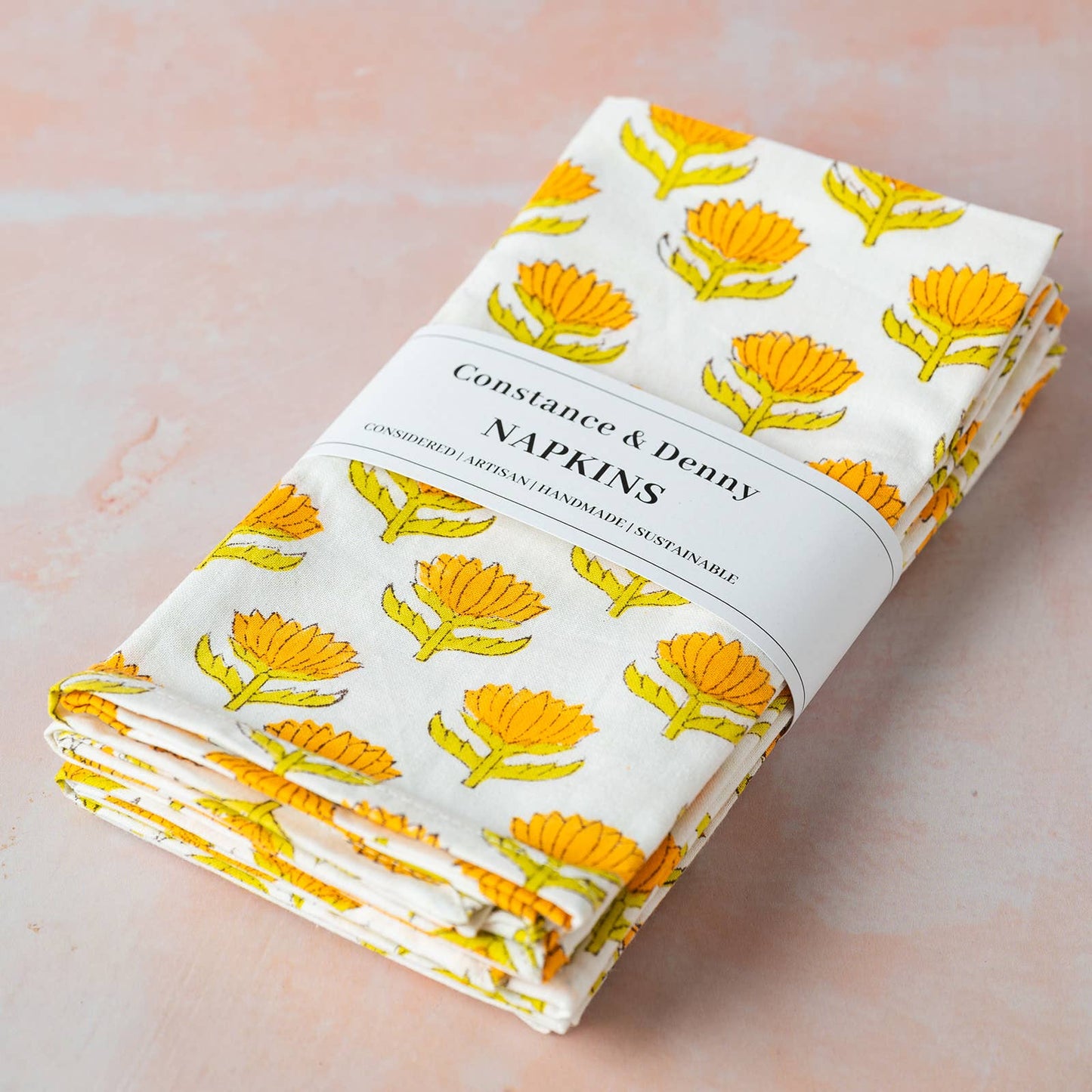 Lotus Flower Sunshine set of 6 cotton napkins