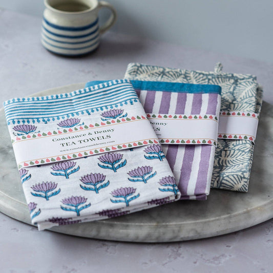 Leaf Blue tea towel