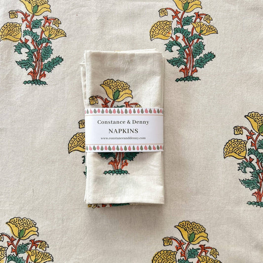 Yellow Flower set of 4 cotton napkins
