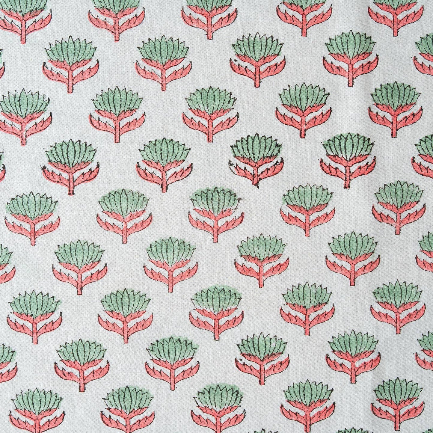 Lotus Flower, Sage and Pink set of 6 cotton napkins