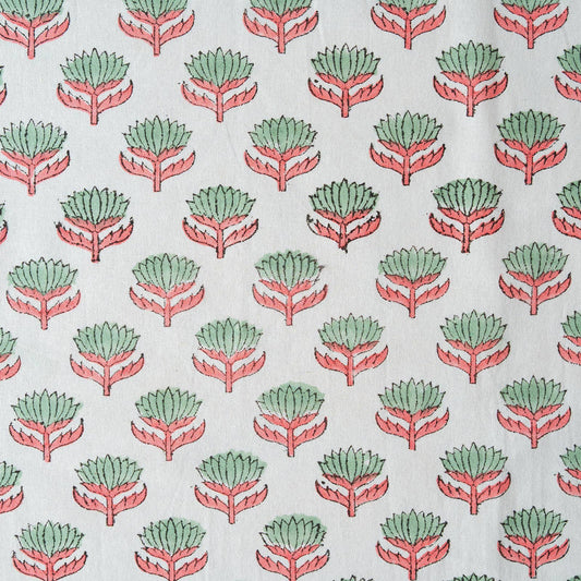 Lotus Flower, Sage and Pink set of 6 cotton napkins