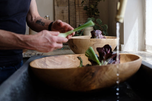 Large Olive Ash Salad Bowl