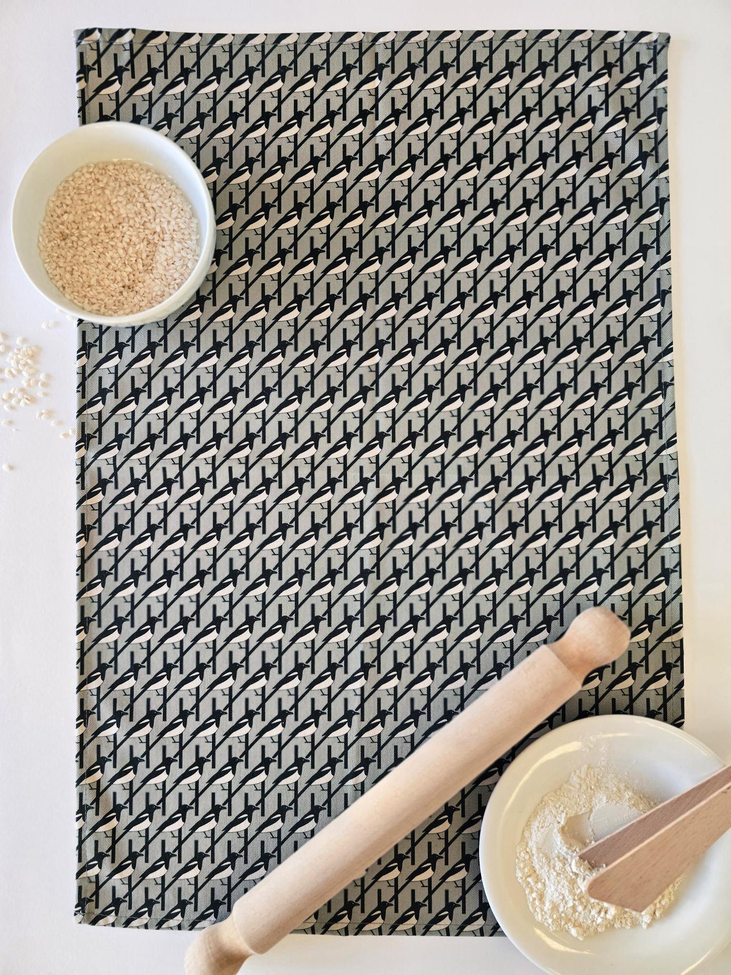 Hannah Issi Magpie teatowel