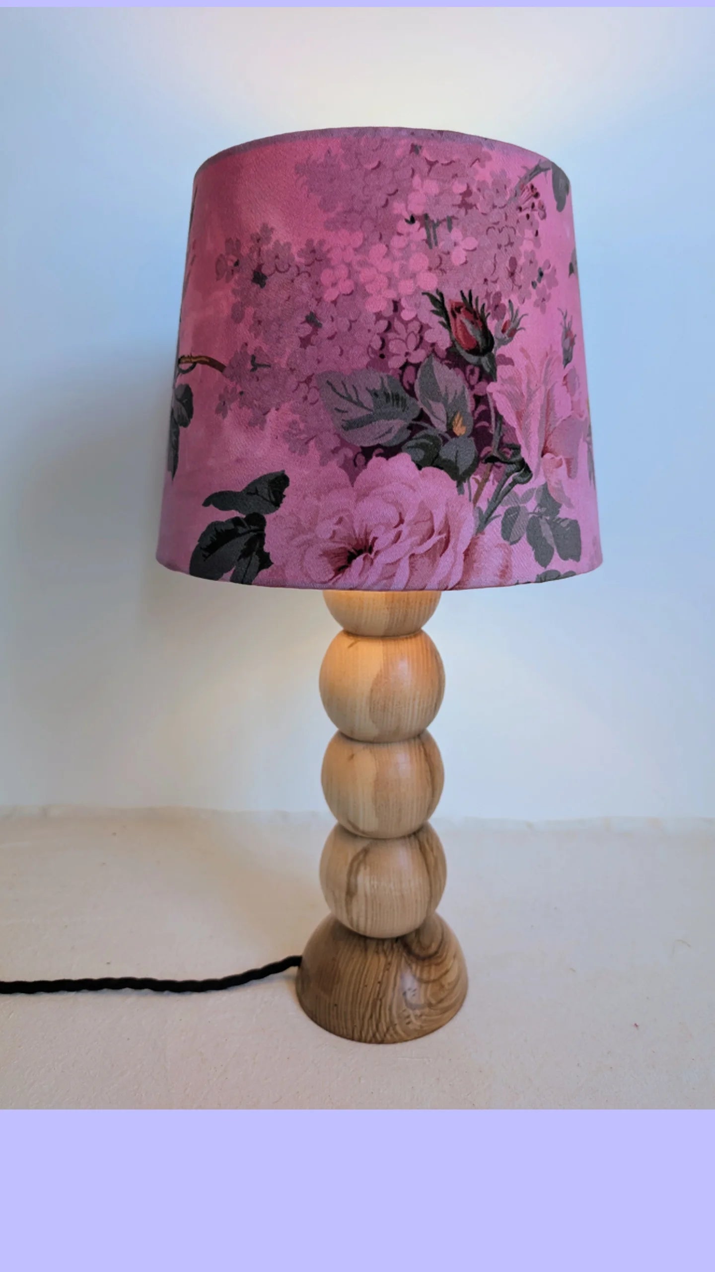 Pink Floral Empire Lampshade – Sappanwood Dyed Vintage Cotton (25cm)