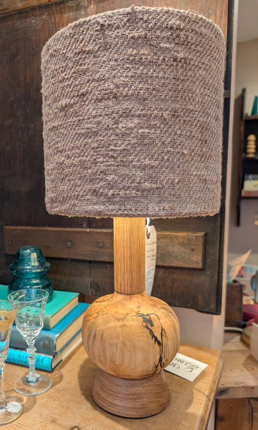 Grey 20cm drum lampshade hand dyed with walnut husks