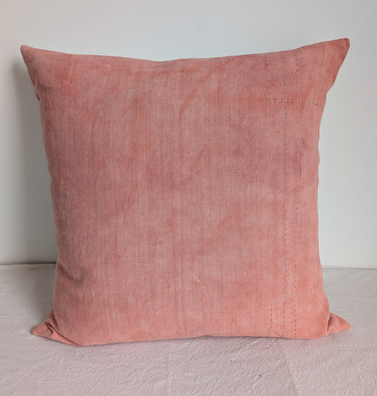 Pink linen cushion dyed with madder