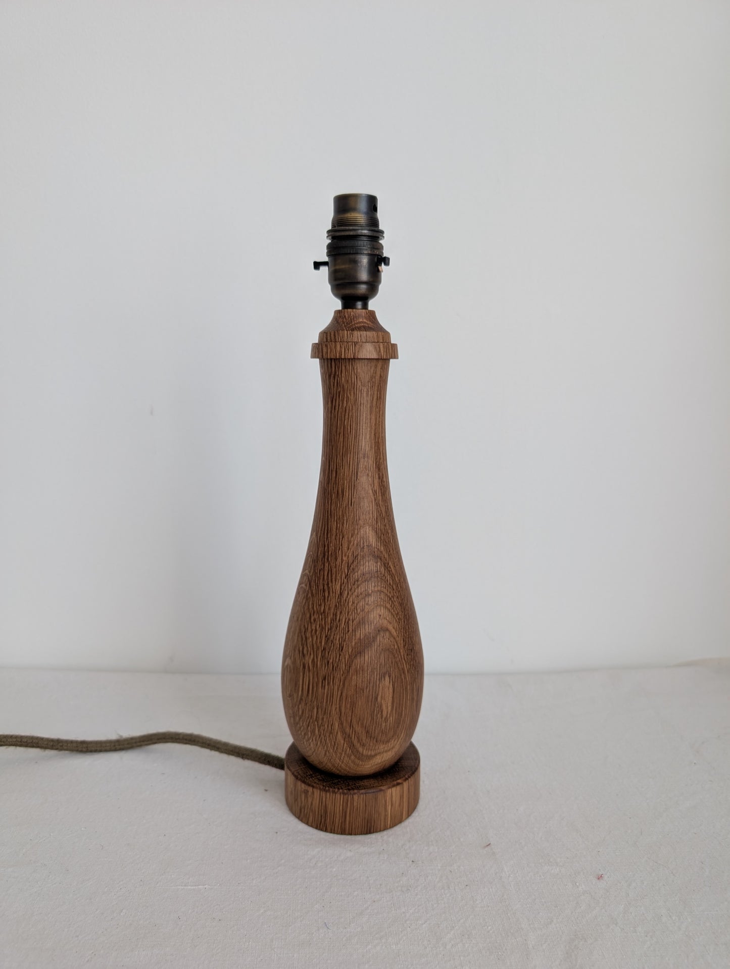 Small oak candlestick table lamp base
