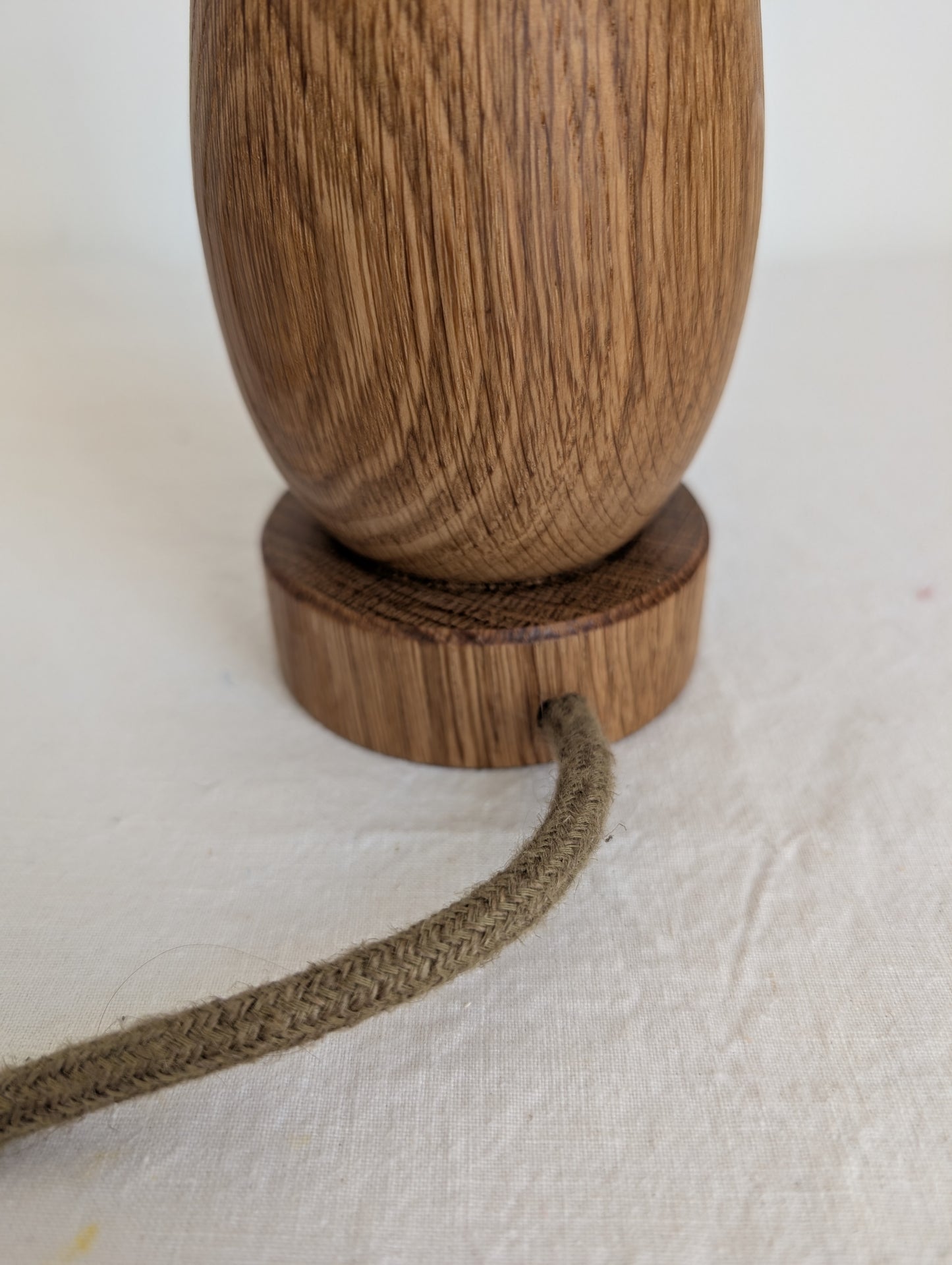 Small oak candlestick table lamp base