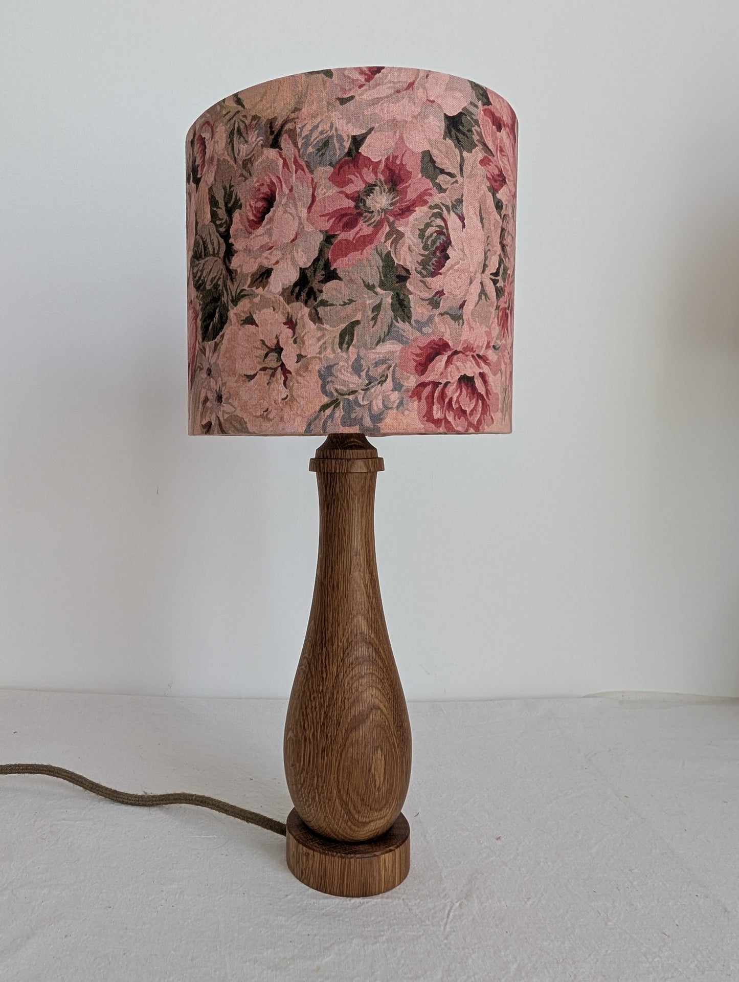 Small oak candlestick table lamp base