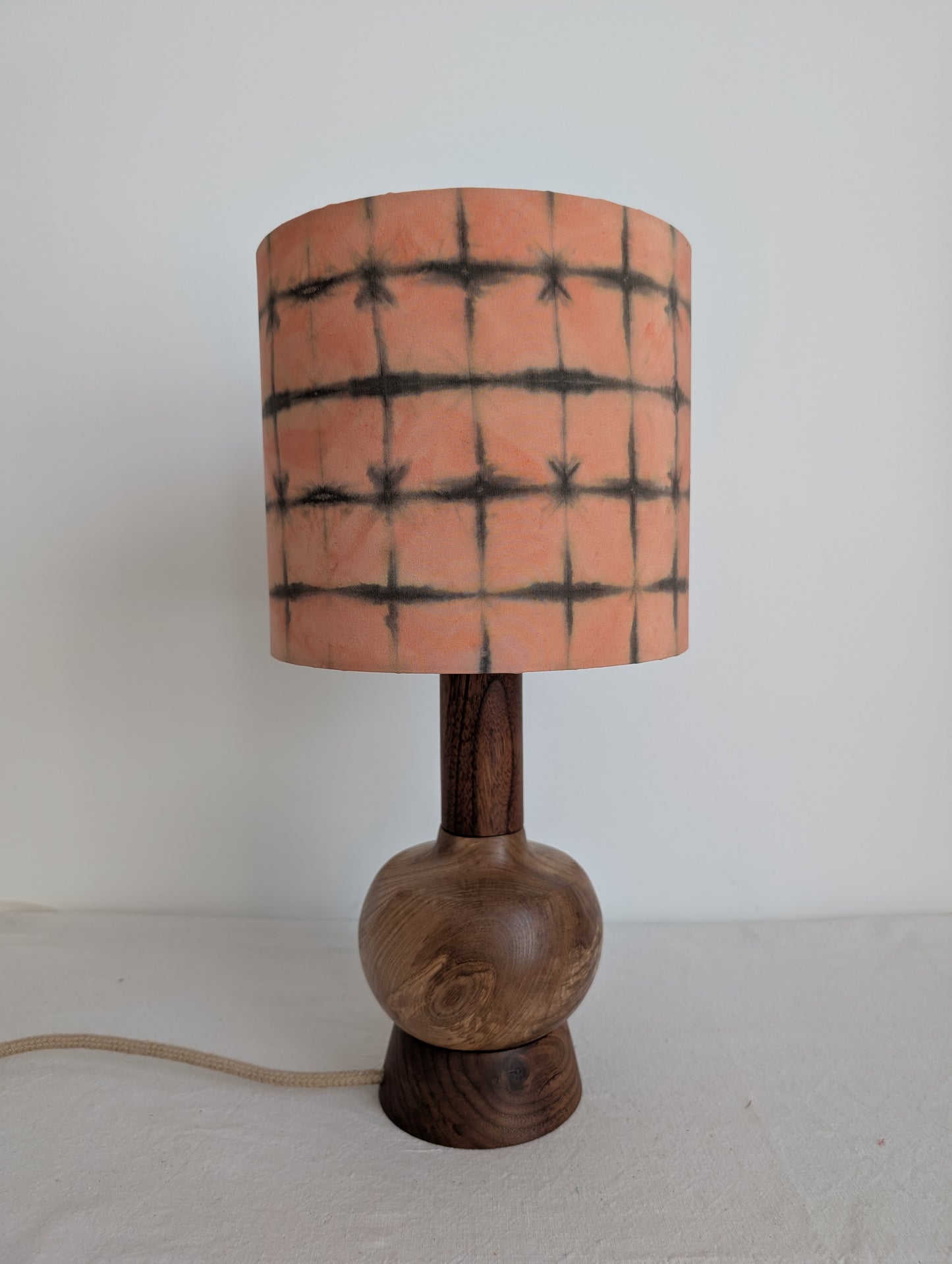 Midcentury ash and walnut lamp base