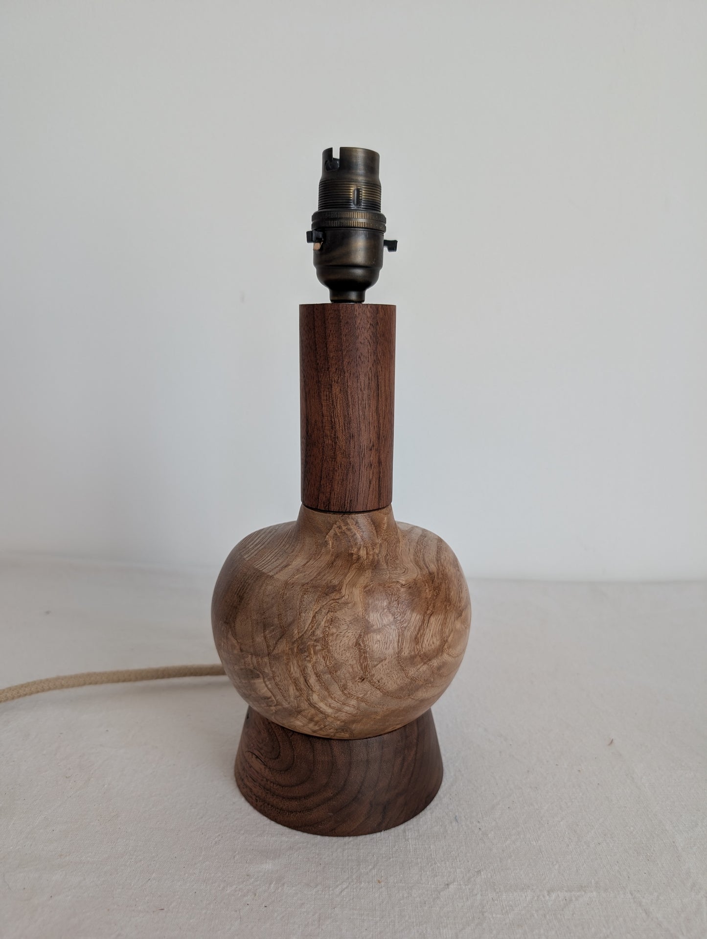 Midcentury ash and walnut lamp base