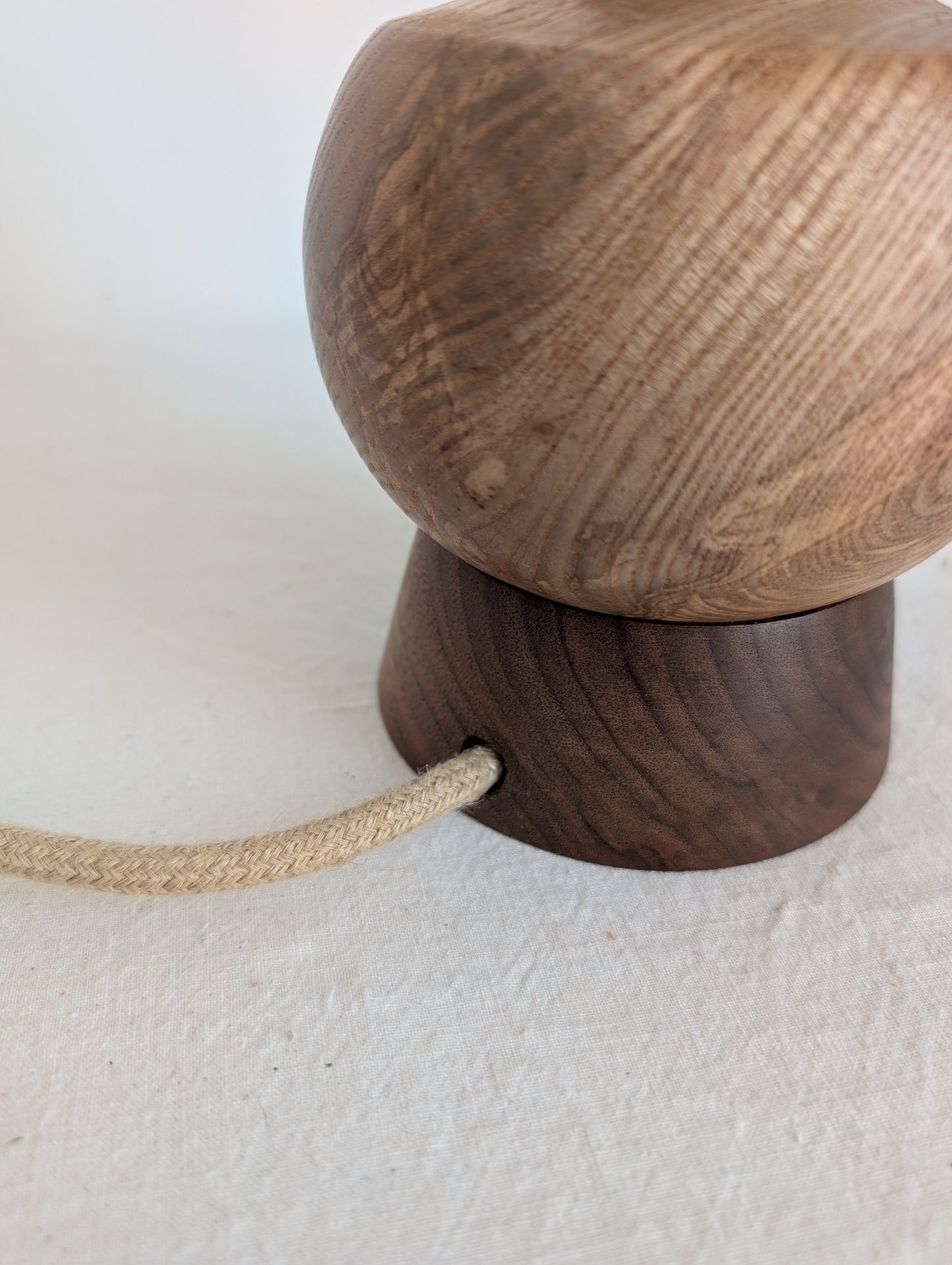 Midcentury ash and walnut lamp base