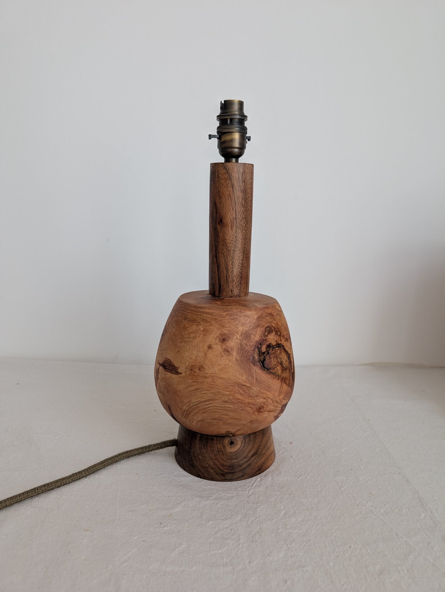 Maple and walnut wooden table lamp base