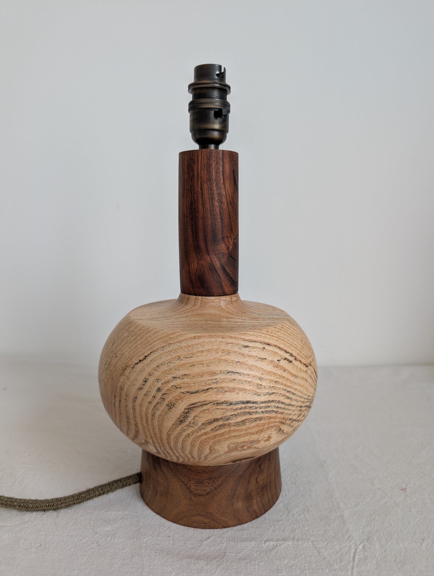 Midcentury medium ash and walnut lamp base
