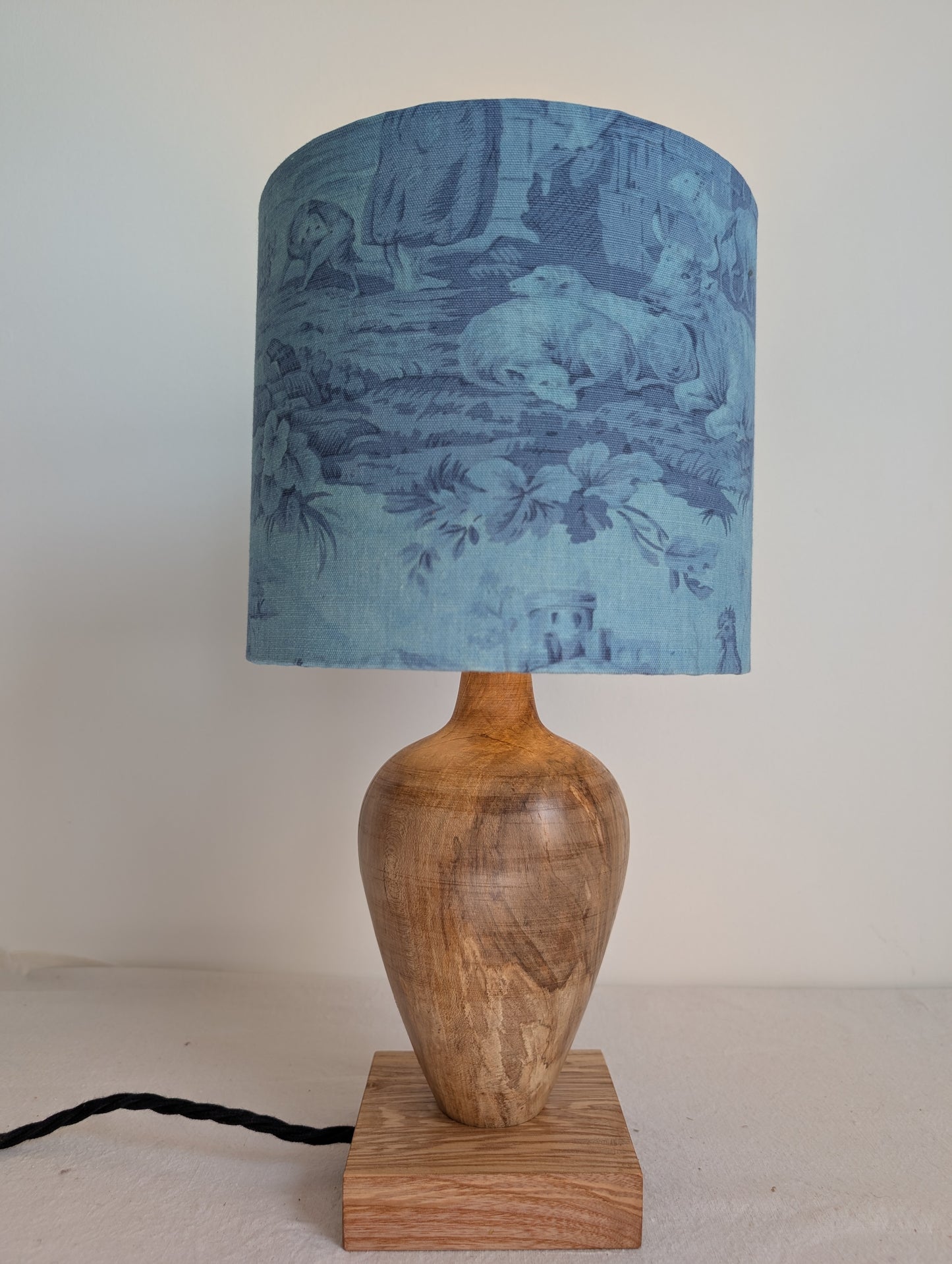 Hand turned Ash vase table lamp base