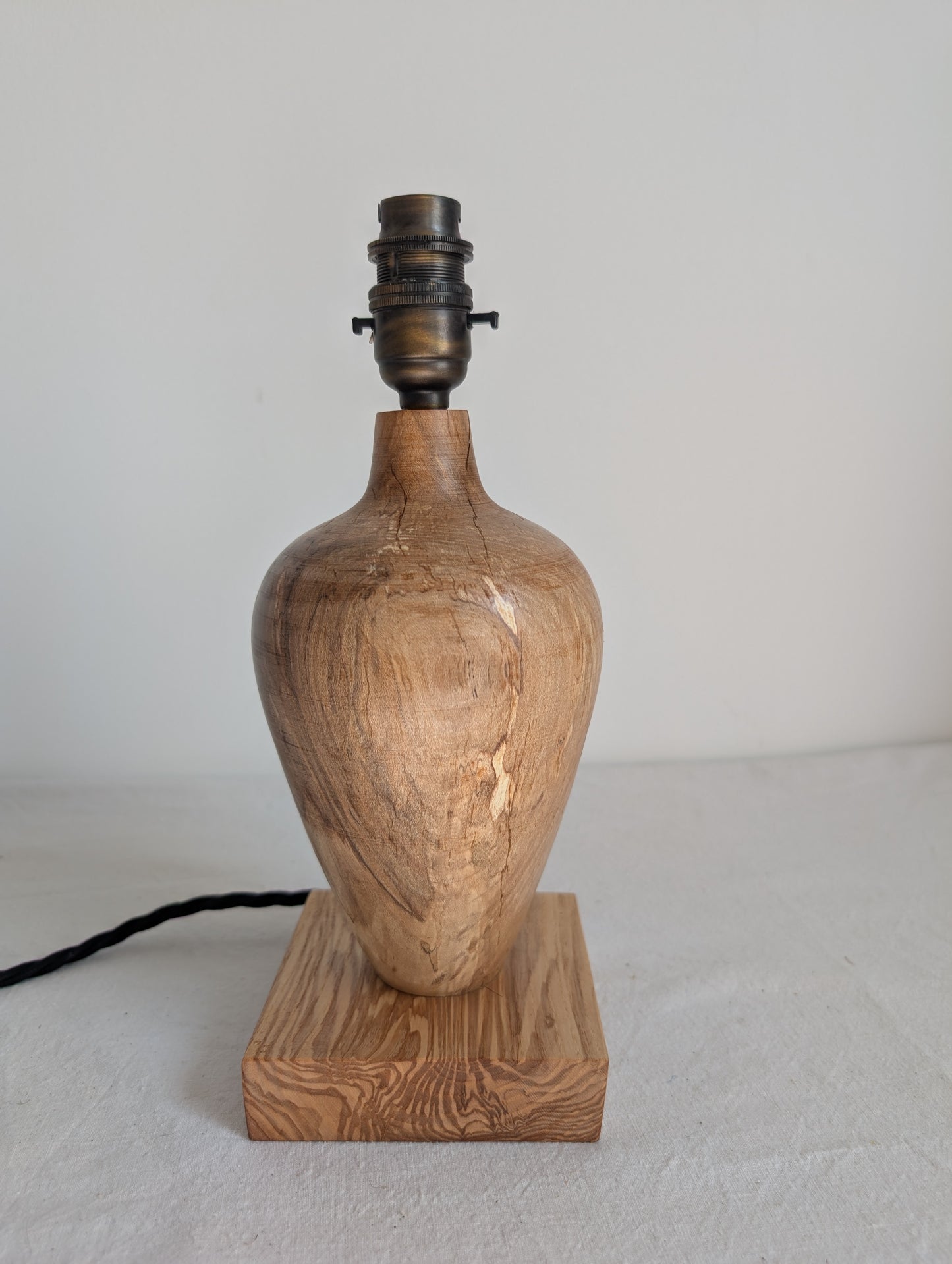 Hand turned Ash vase table lamp base