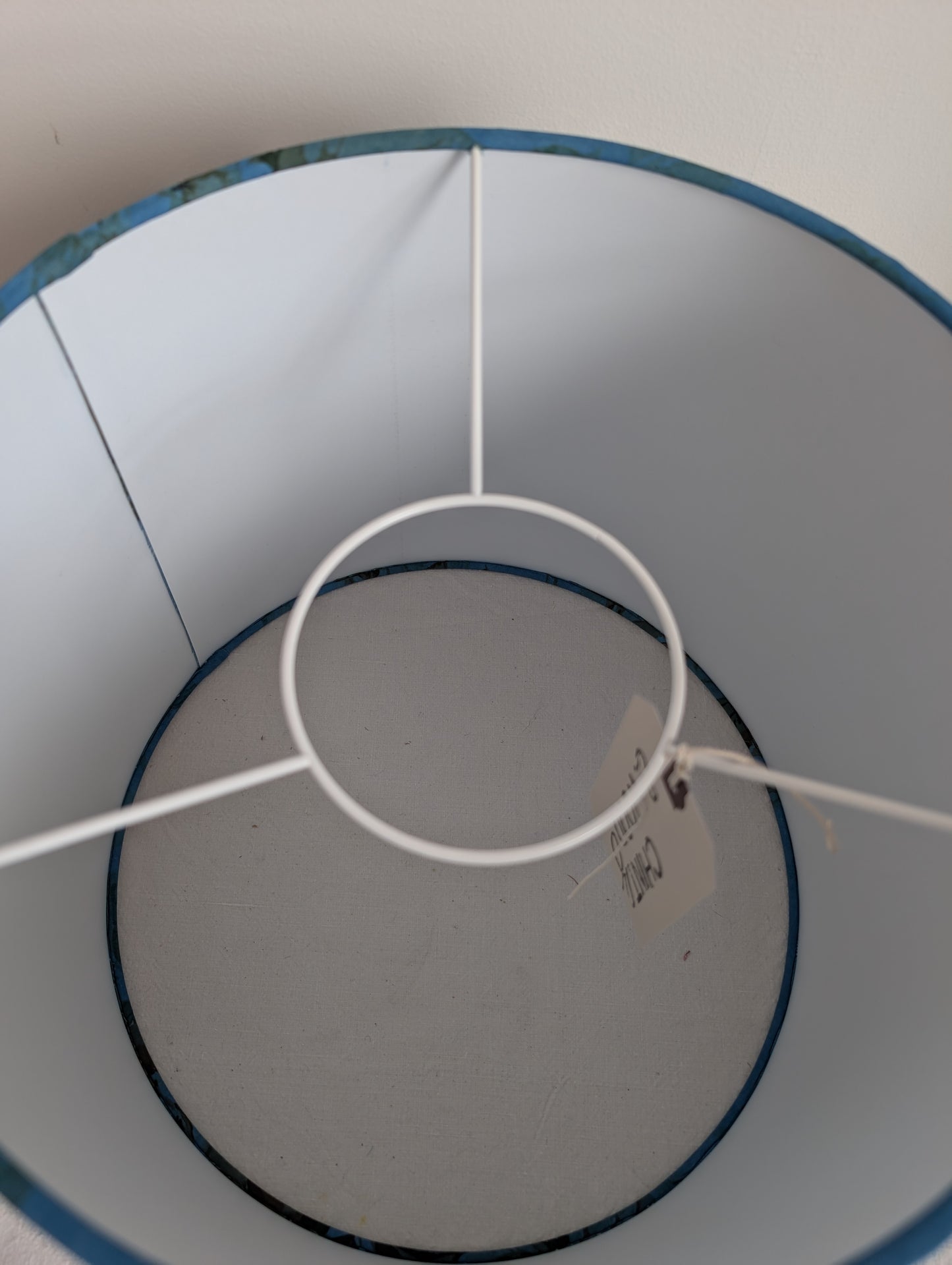 Blue vintage cotton 35cm empire lampshade dyed with indigo