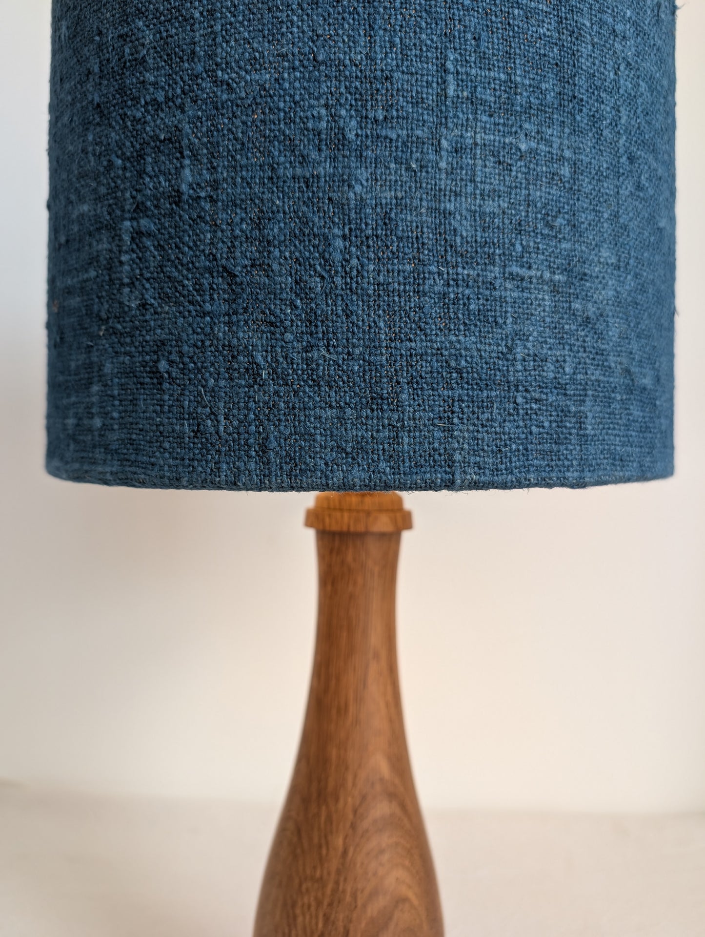 Blue linen 25cm drum lampshade dyed with indigo