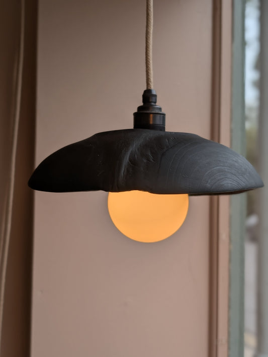 Blackened Catalpa Wood Pendant Light