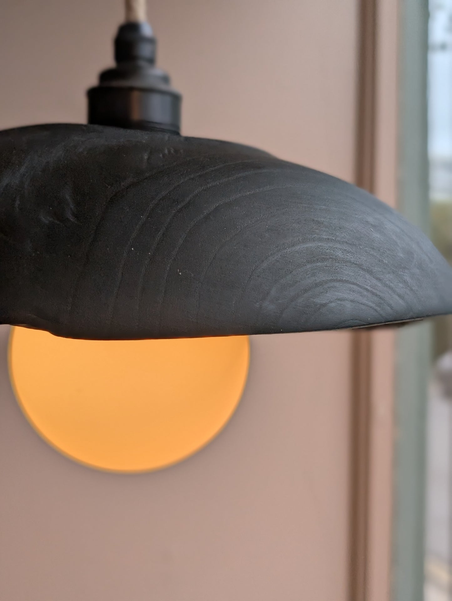 Blackened Catalpa Wood Pendant Light