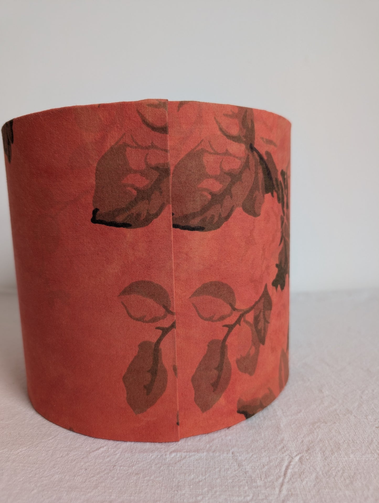 Red floral 20cm drum lampshade dyed with madder