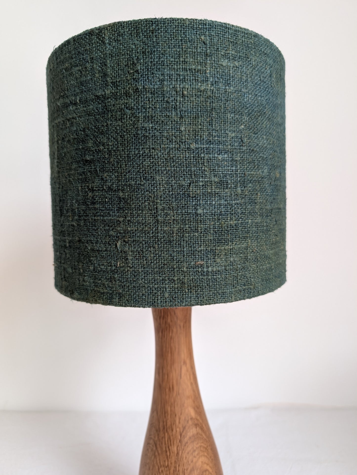 Dark green linen 20cm drum lampshade dyed with pomegranate and indigo