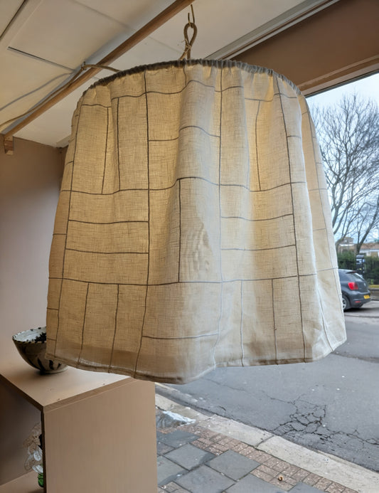 Cream Cotton Stitched Gathered Lampshade