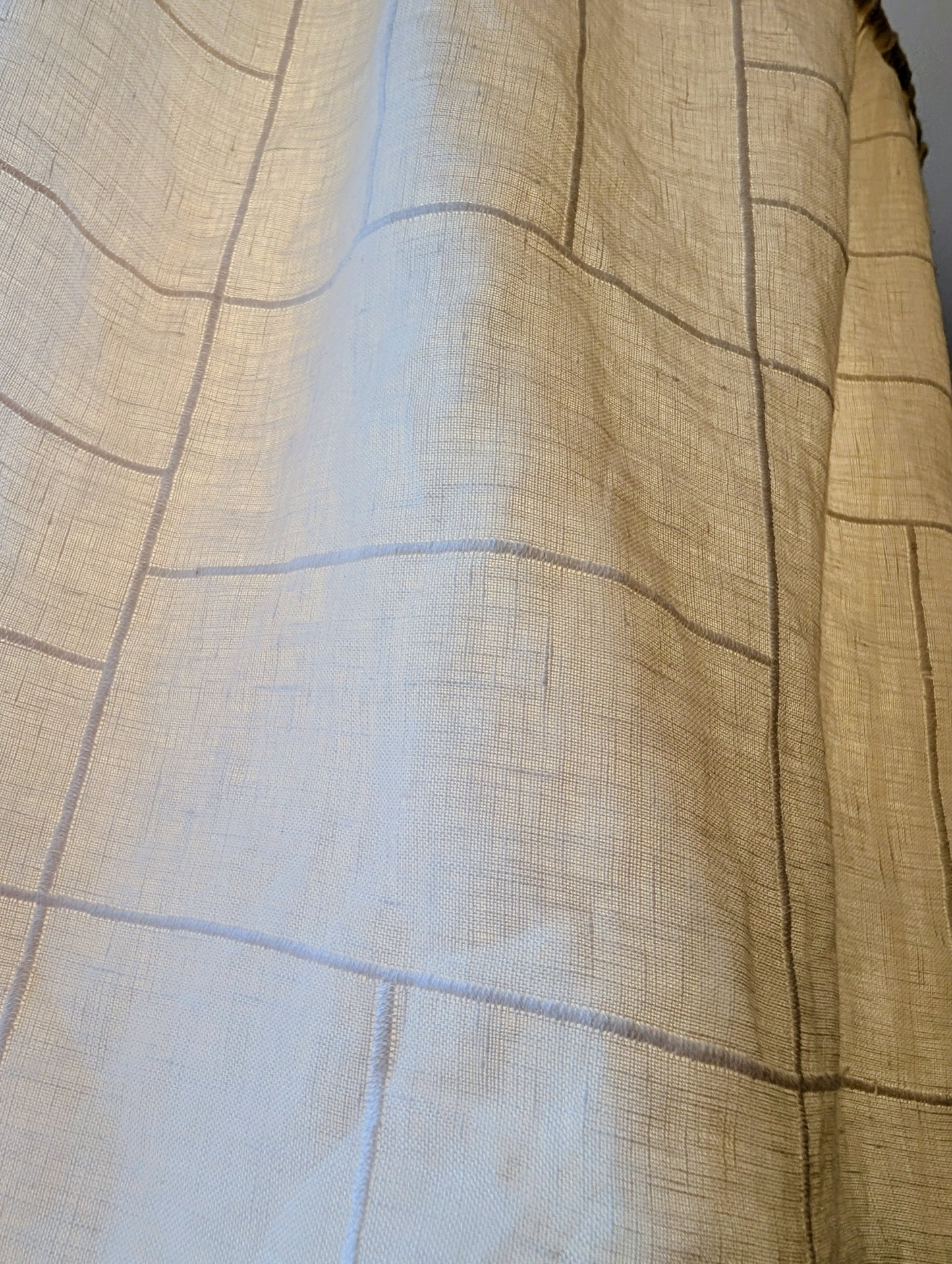 Cream Cotton Stitched Gathered Lampshade