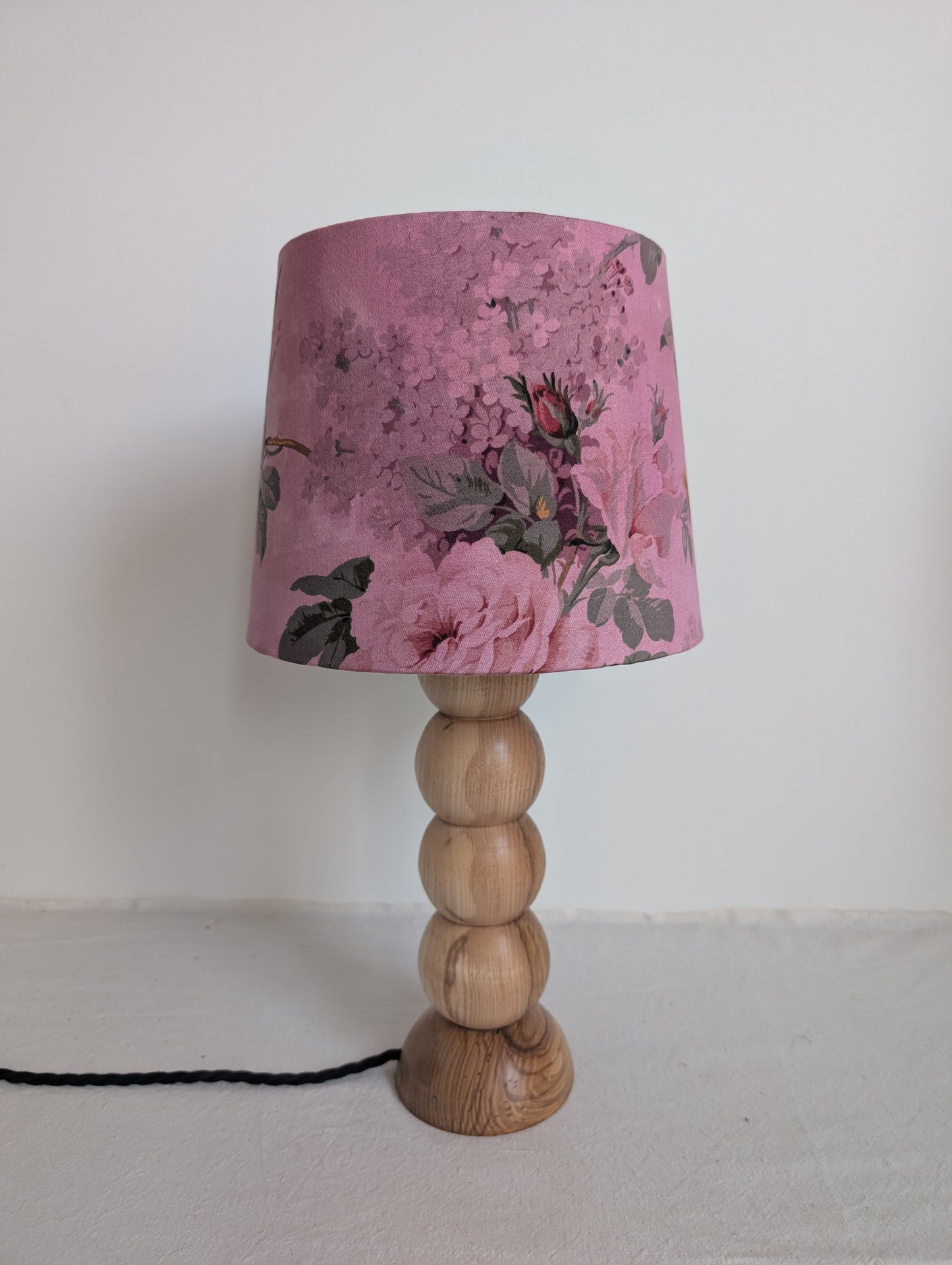 Pink Floral Empire Lampshade – Sappanwood Dyed Vintage Cotton (25cm)