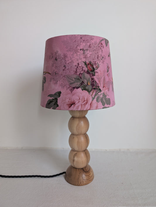 Pink Floral Empire Lampshade – Sappanwood Dyed Vintage Cotton (25cm)