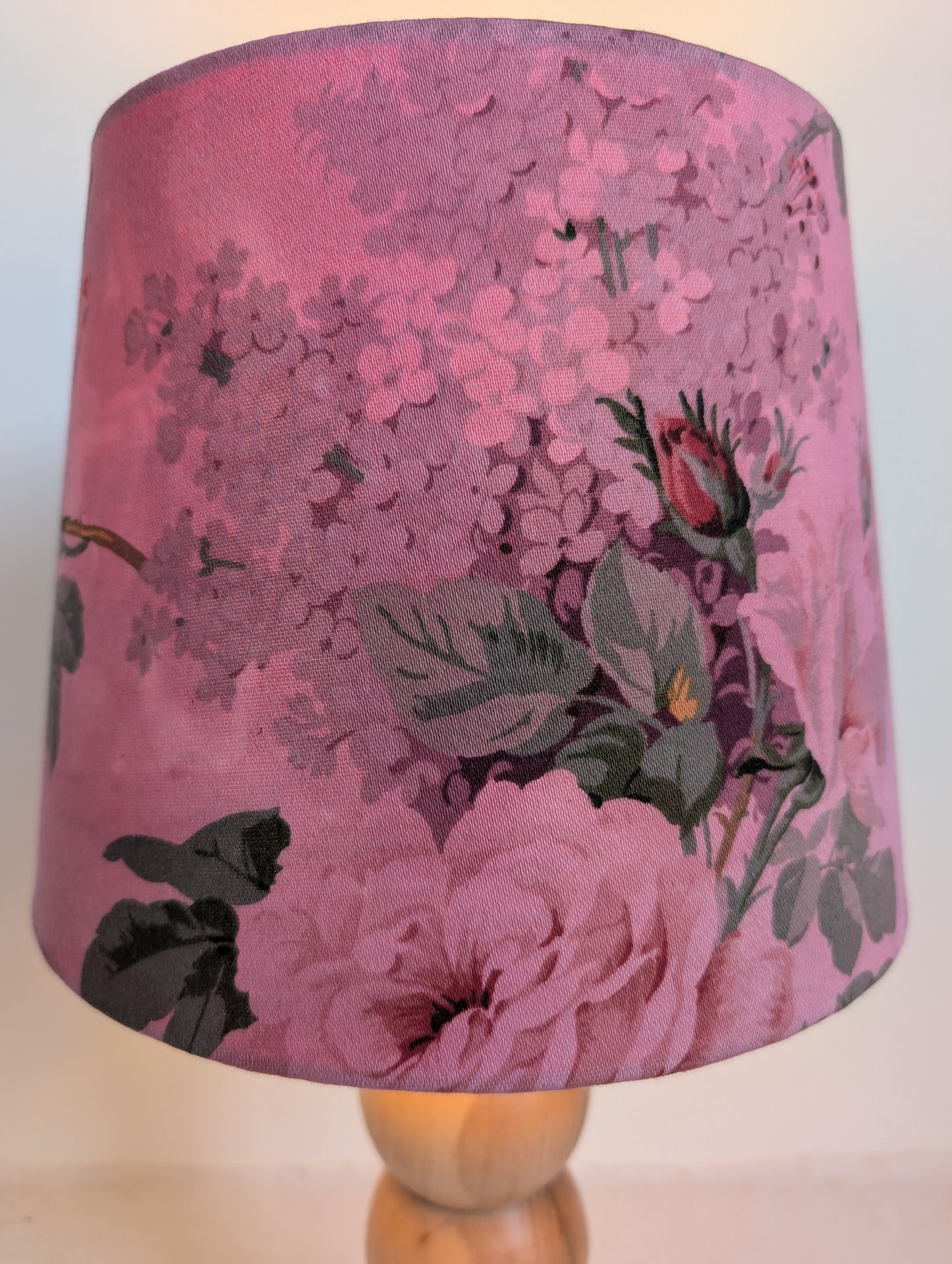 Pink Floral Empire Lampshade – Sappanwood Dyed Vintage Cotton (25cm)