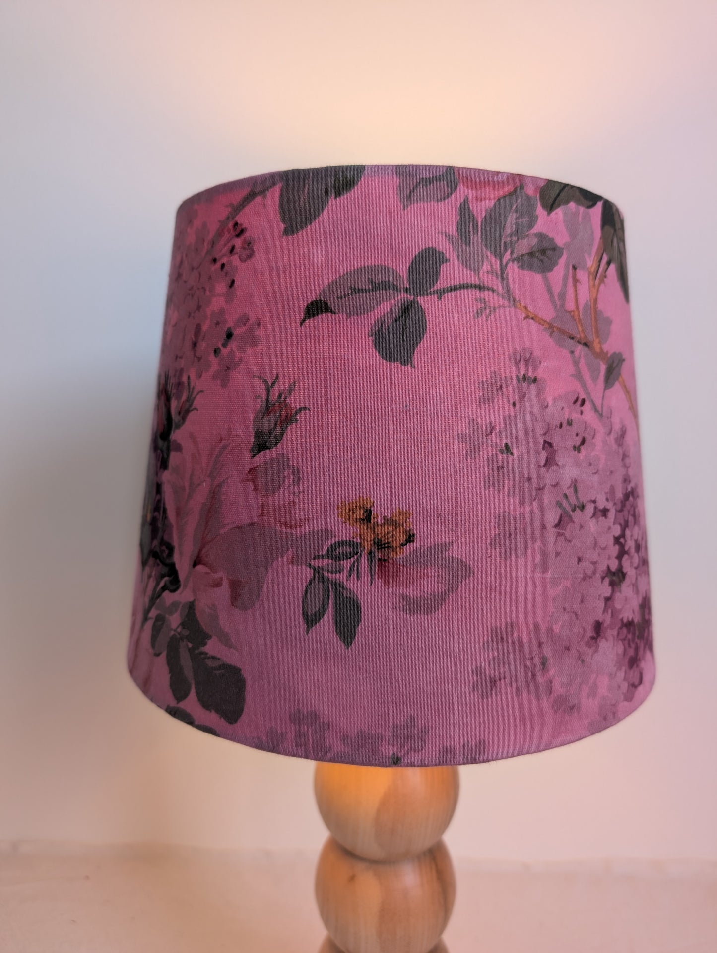 Pink Floral Empire Lampshade – Sappanwood Dyed Vintage Cotton (25cm)