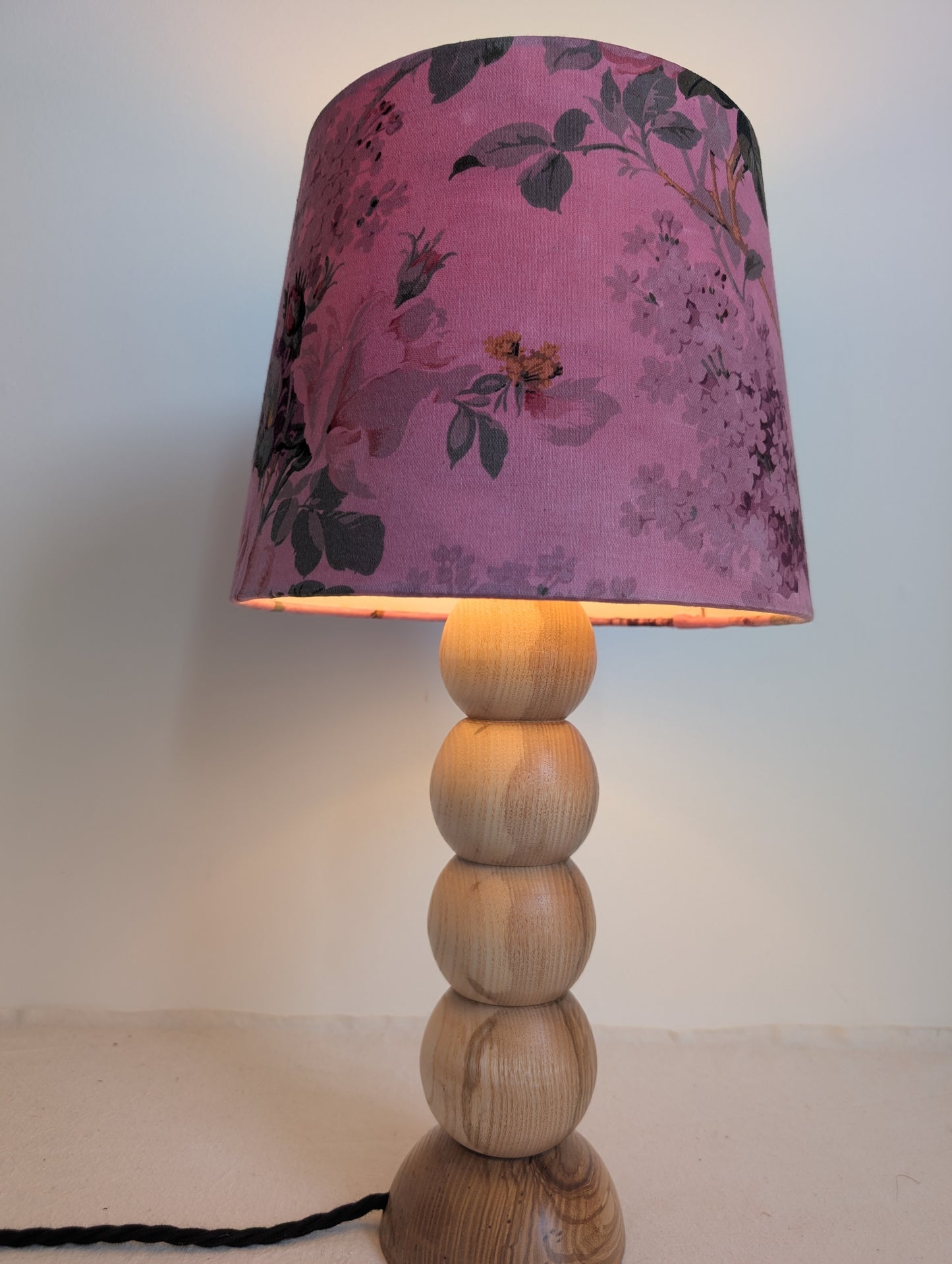 Pink Floral Empire Lampshade – Sappanwood Dyed Vintage Cotton (25cm)