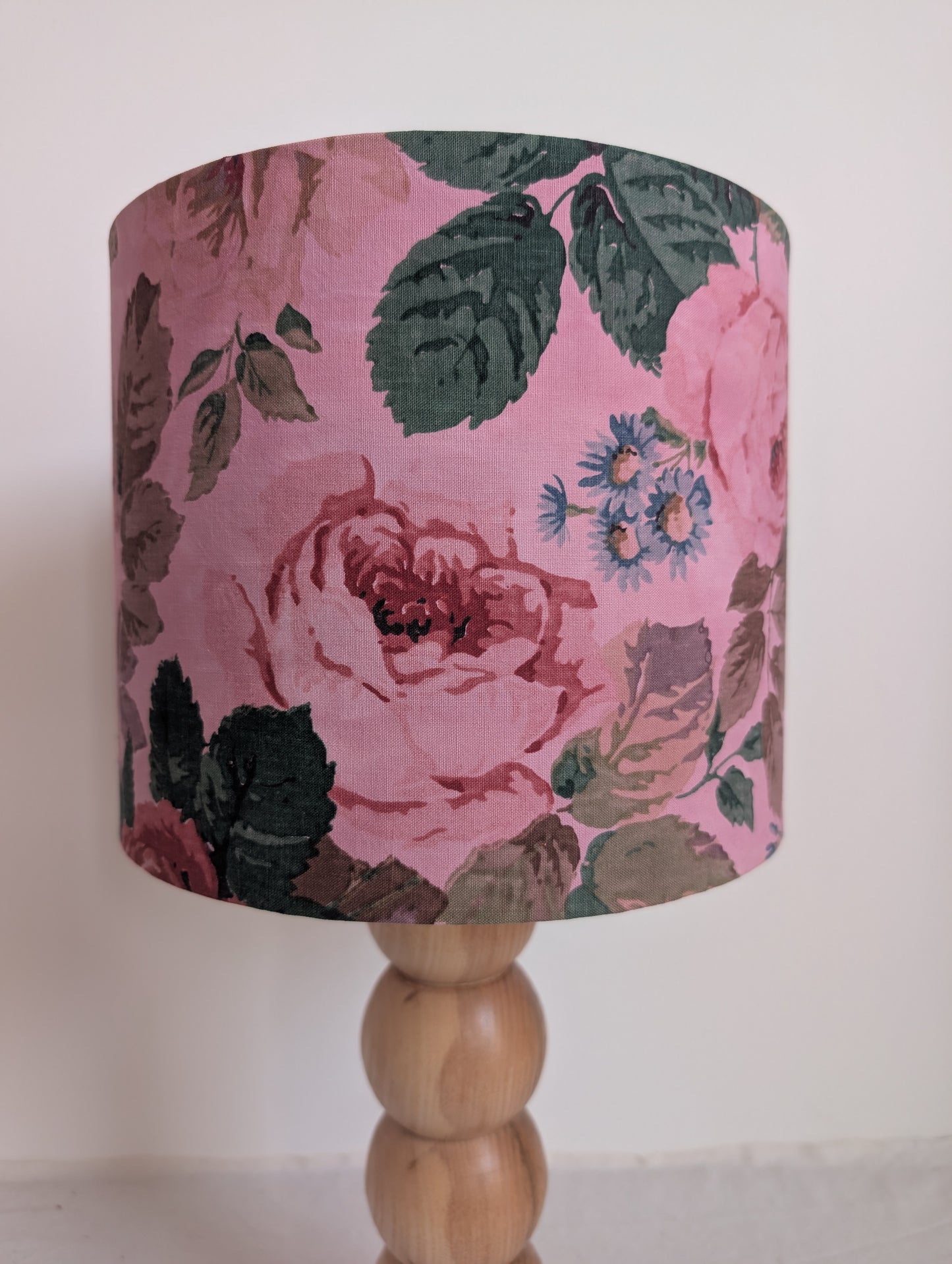 Pink Floral Drum Lampshade – Sappanwood Dyed Cotton (25cm) - No. 2