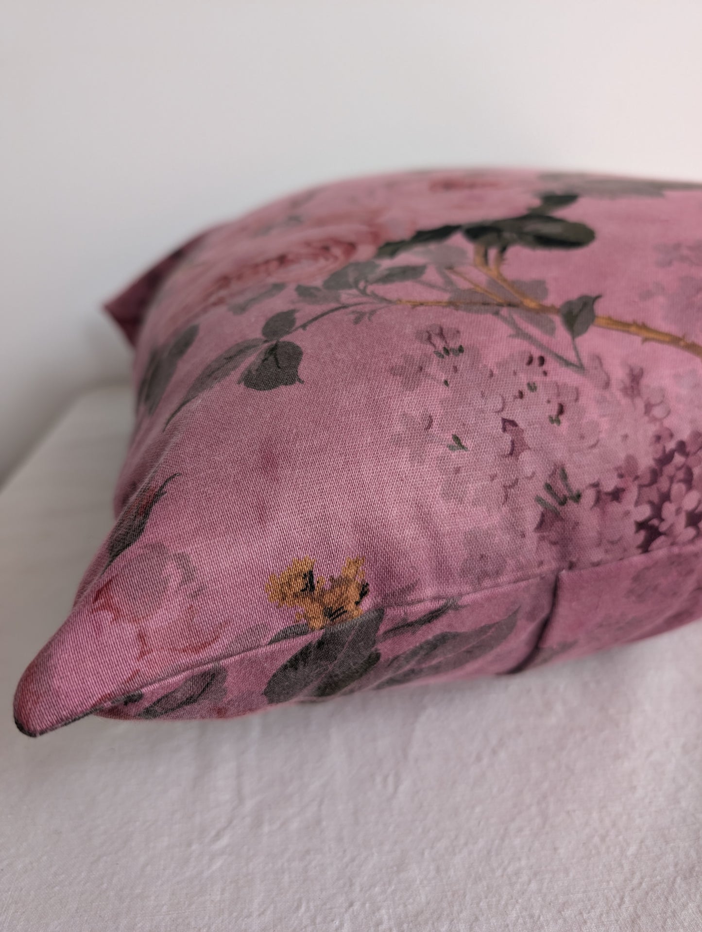 Pink Floral Cushion – Sappanwood Dyed Cotton (50cm)