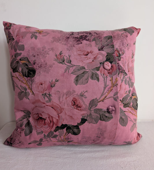 Pink Floral Cushion – Sappanwood Dyed Cotton (50cm)