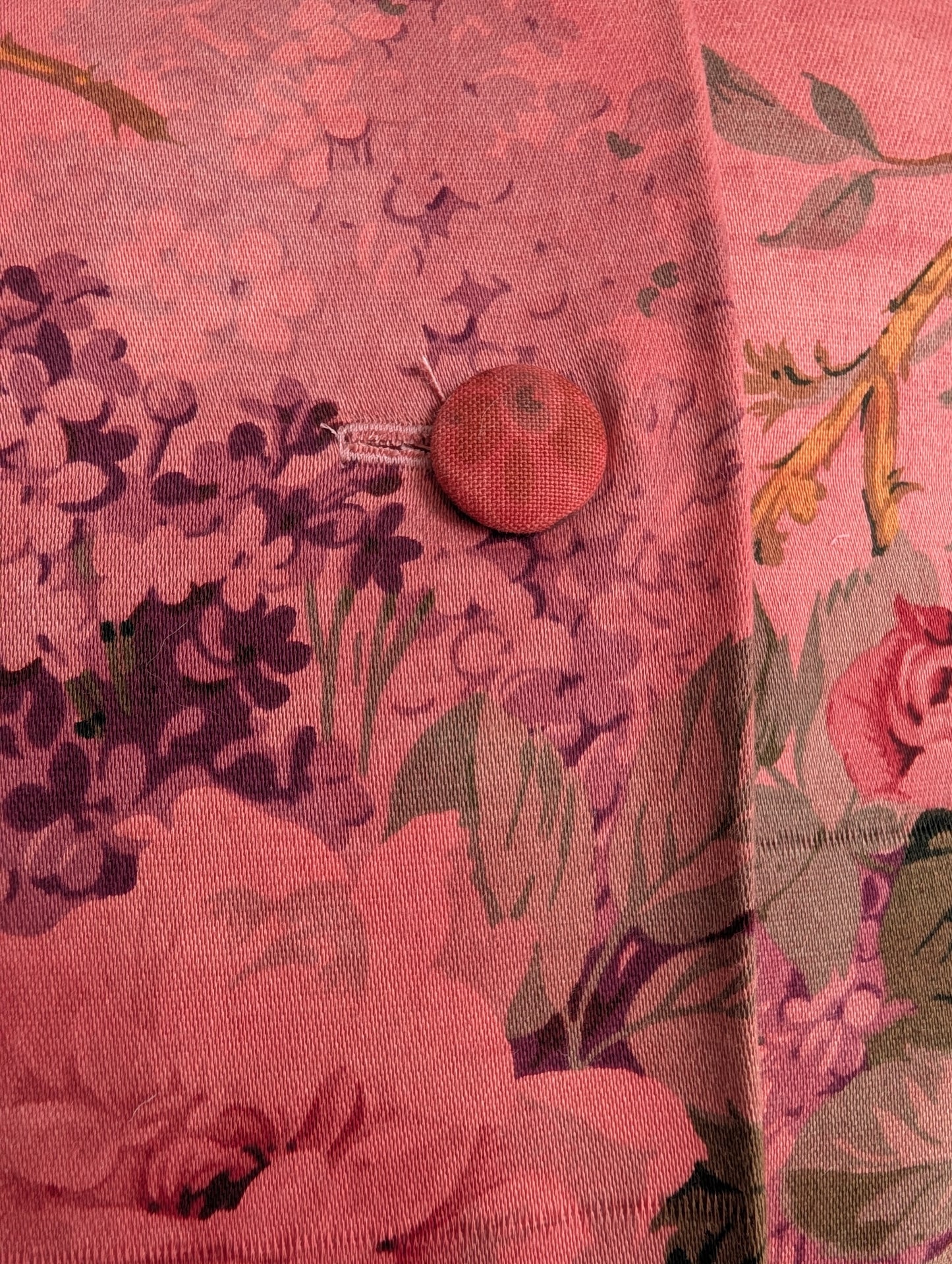Warm Pink Floral Cushion – Madder Dyed Cotton (45cm)
