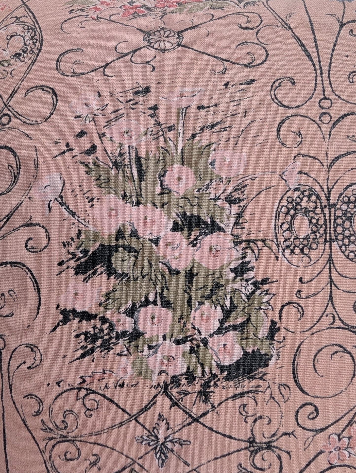Pink Floral Cushion – Madder Dyed Cotton (45cm)