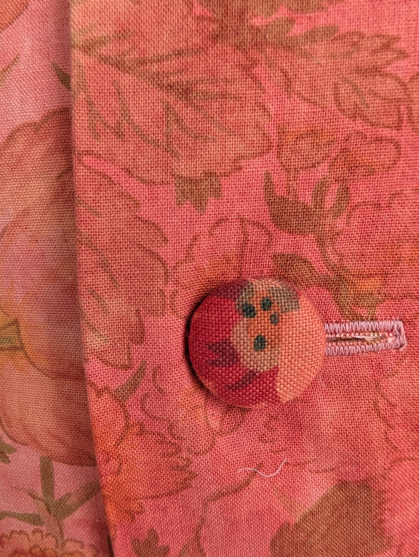 Coral Pink Floral Cushion – Madder Dyed Cotton (45cm)