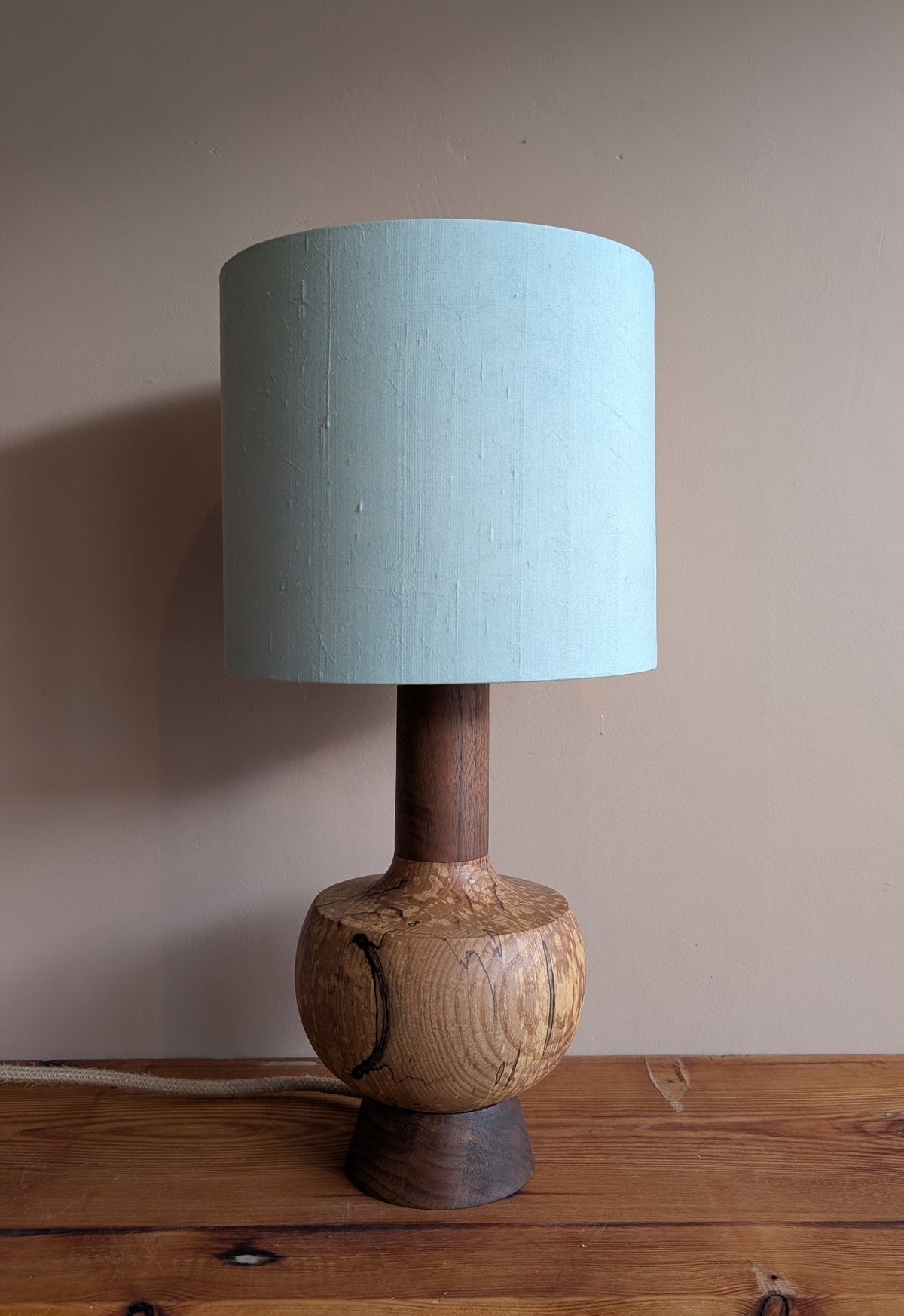 Midcentury ash and walnut lamp base - A