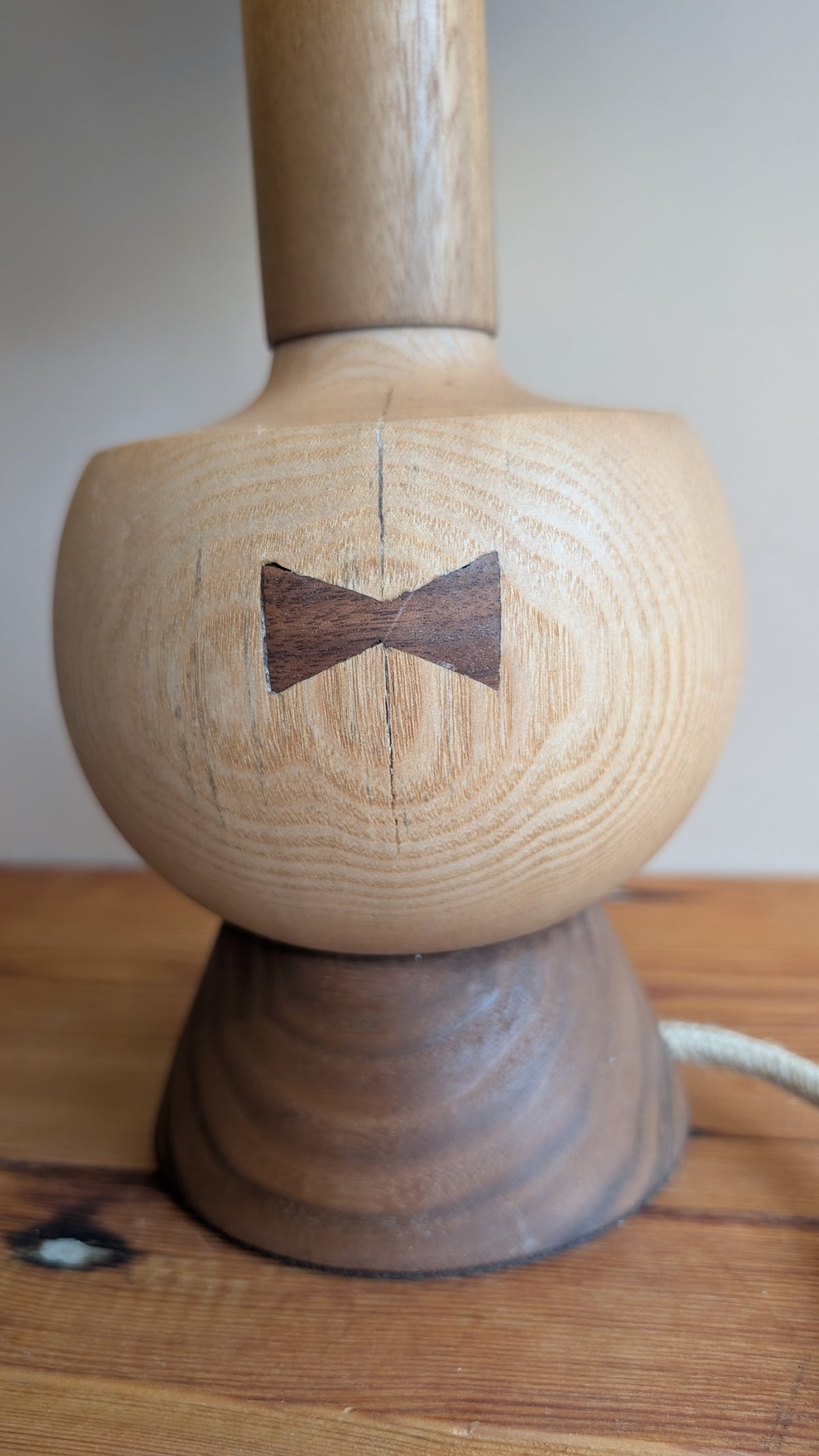Midcentury ash and walnut lamp base - B