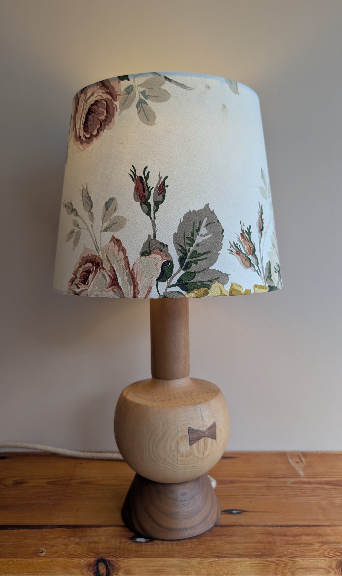 Midcentury ash and walnut lamp base - B