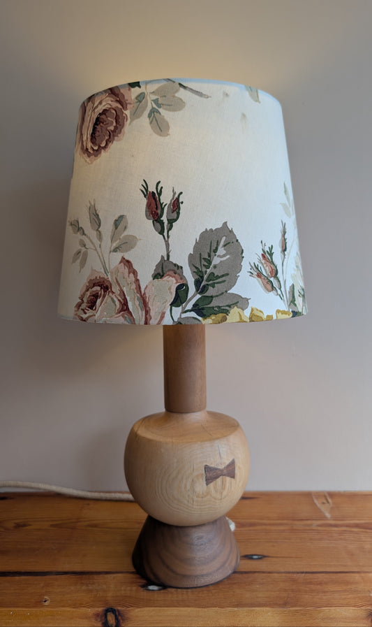 Midcentury ash and walnut lamp base - B