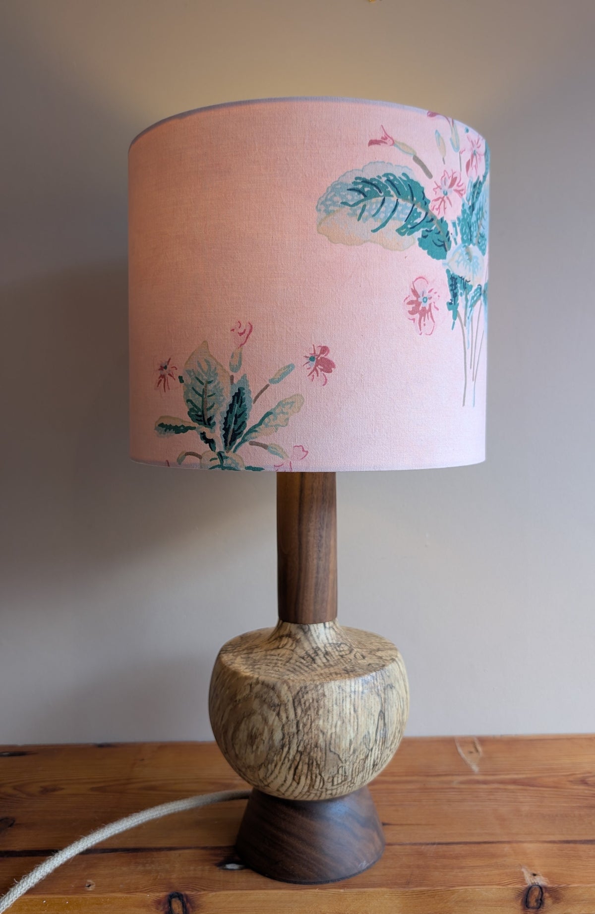 Midcentury ash and walnut lamp base - E