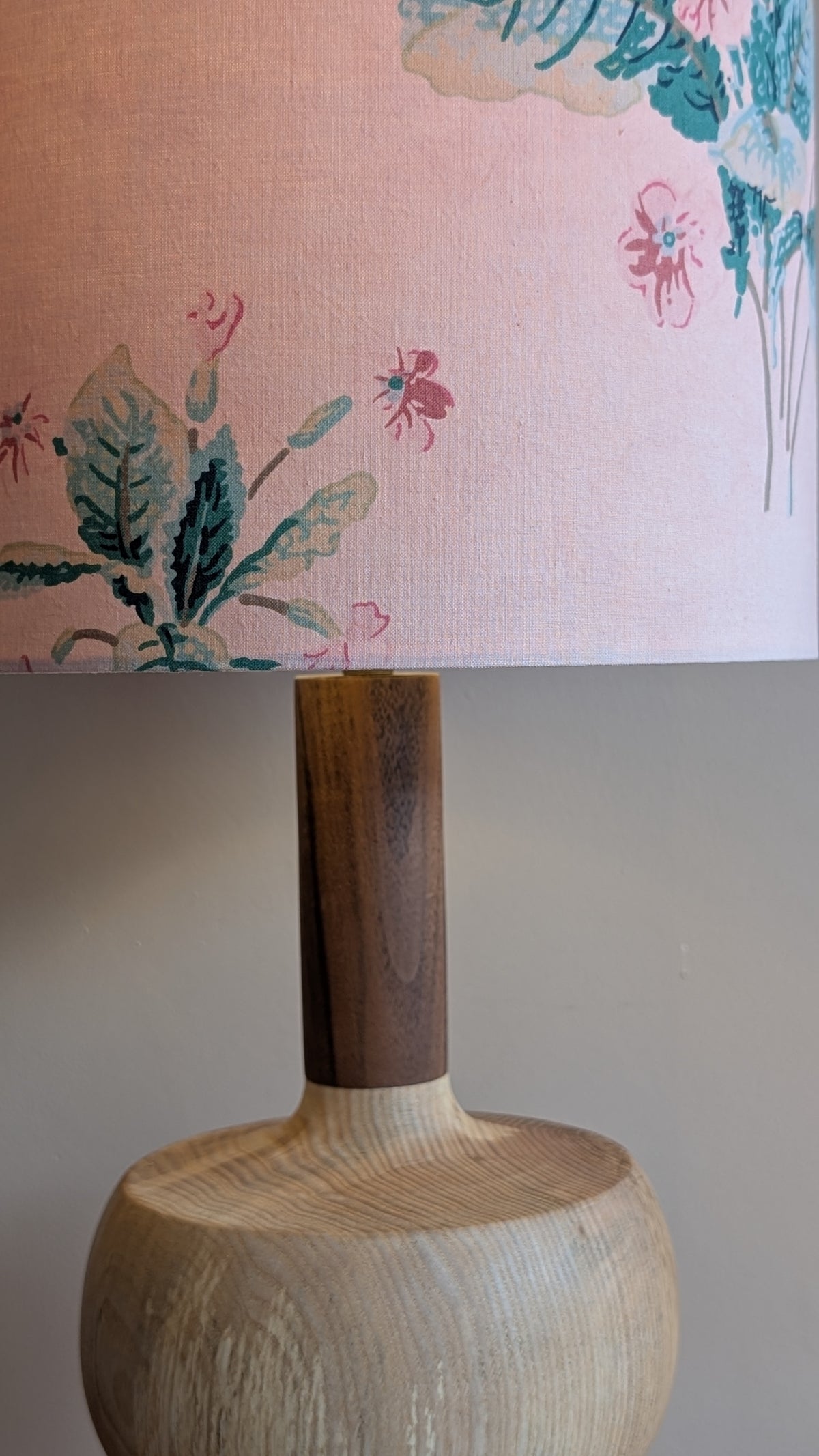 Midcentury ash and walnut lamp base - D