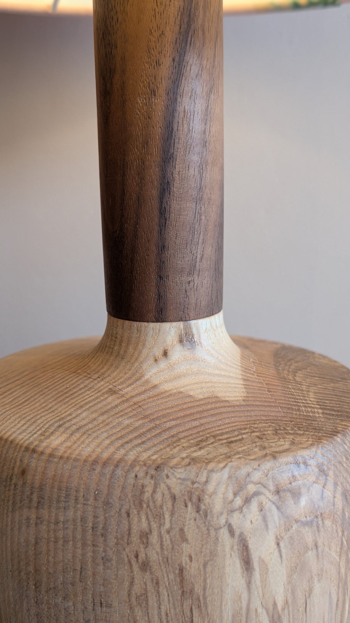 Midcentury ash and walnut lamp base - D